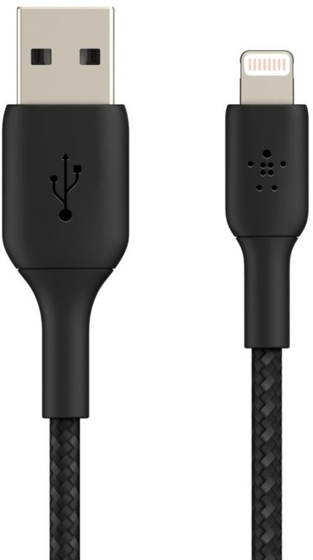 Кабель USB-A > Lightning заряджання/синхронізації Belkin 2м, 12Вт, плетений, чорний