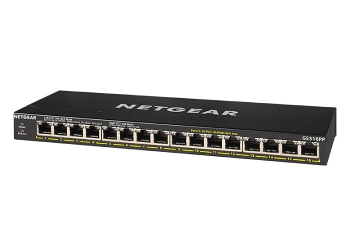 NETGEAR Switch GS316PP 16xGE PoE, 183W, Unmanaged