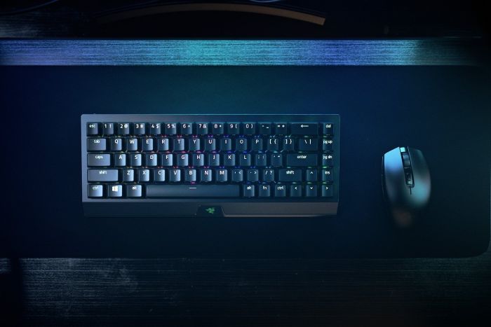 Клавіатура механічна Razer BlackWidow V3 Mini HyperSpeed 68key, Green Switch, USB-A/WL/BT, EN/RU, RGB, чорний