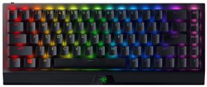 Клавіатура механічна Razer BlackWidow V3 Mini HyperSpeed 68key, Green Switch, USB-A/WL/BT, EN/RU, RGB, чорний