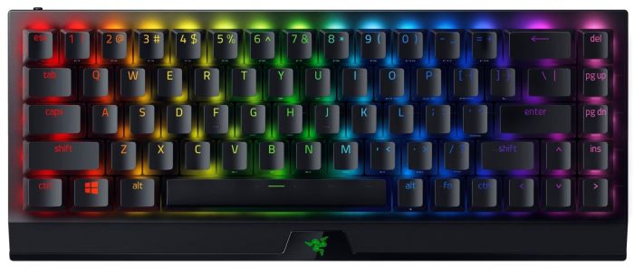 Клавіатура механічна Razer BlackWidow V3 Mini HyperSpeed 68key, Green Switch, USB-A/WL/BT, EN/RU, RGB, чорний