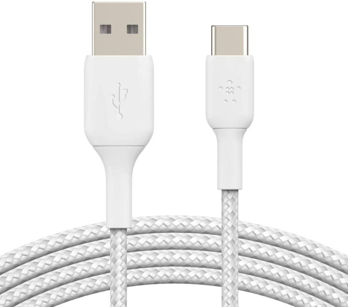 Кабель USB-A > USB-C зарядки/синхронизации Belkin, 1м, Type-C, витой, белый