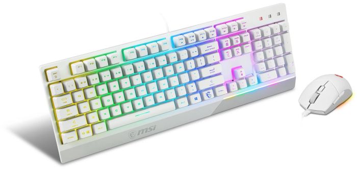Комплект клавіатура та миша MSI Vigor GK30 COMBO WHITE UA USB, EN/UKR/RU, RGB, білий