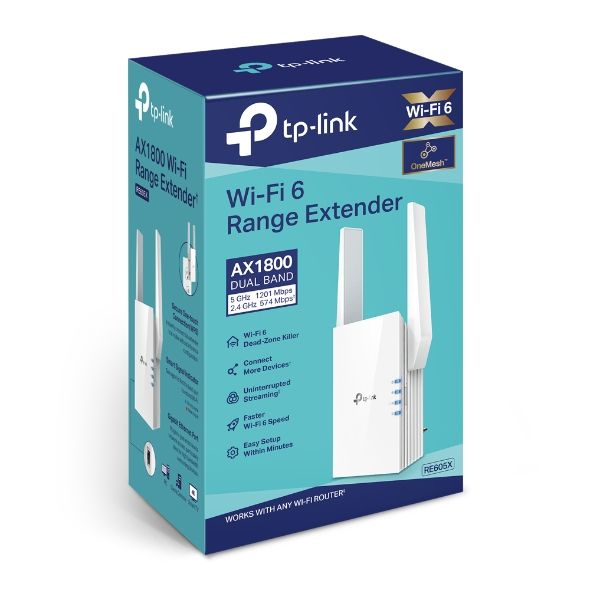 Расширитель покрытия WiFi TP-LINK  AX1800, 1хGE, MESH TP-Link RE605X