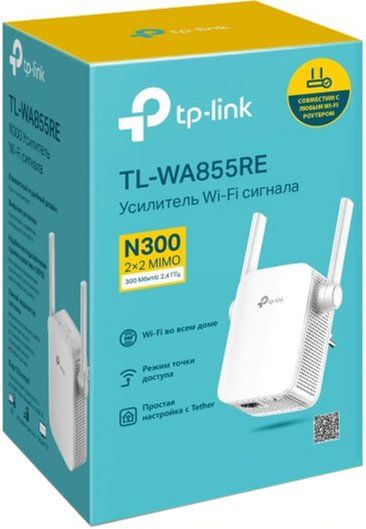 Розширювач покриття WiFi TP-LINK  N300, 1хFE LAN TP-Link TL-WA855RE