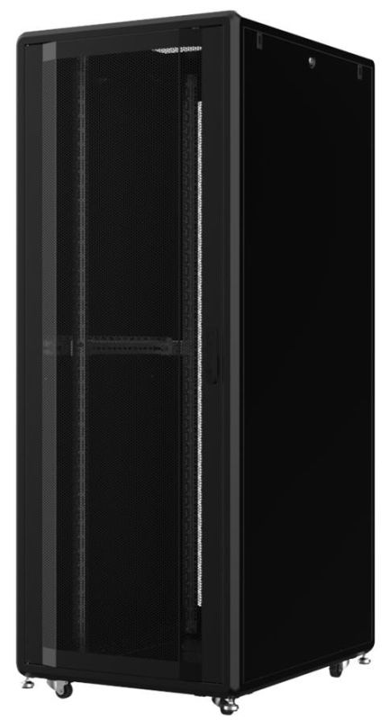 Шкаф MIRSAN 19", 36U, GTS, перфорация 63%, 600x1100 мм, максимально 2000 кг, черный