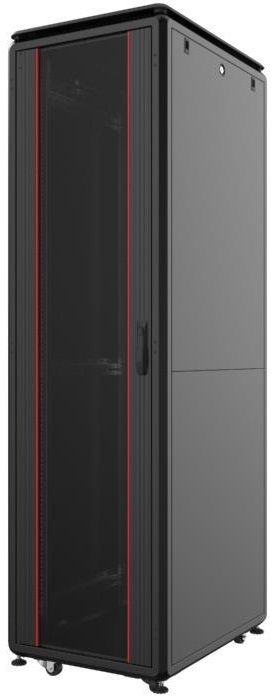 Шафа MIRSAN 19", 32U, GTV, скляні двері, 600x800 мм, максимально 2000 кг, чорна