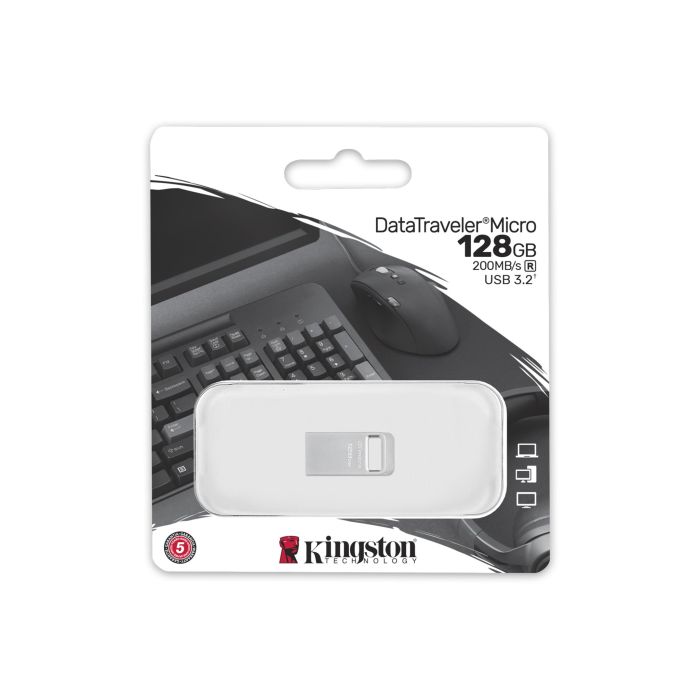 Накопитель Kingston  128GB USB 3.2 Type-A Gen1 DT Micro R200MB/s Metal
