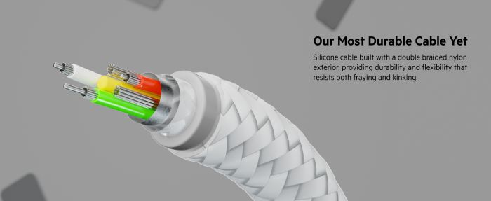 Belkin сable USB-C > USB-C charge/data, 1m, 60W, Type-C, BRAIDED SILICONE, strap with magnet, white