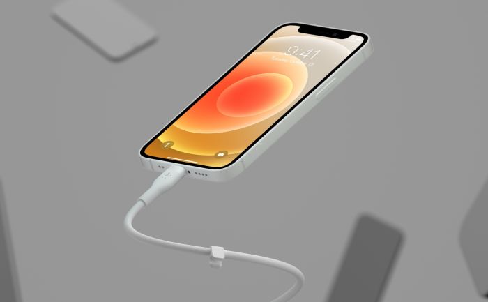 Кабель USB-A > Lightning заряджання/синхронізації Belkin 1м, силіконовий з кліпсою, білий