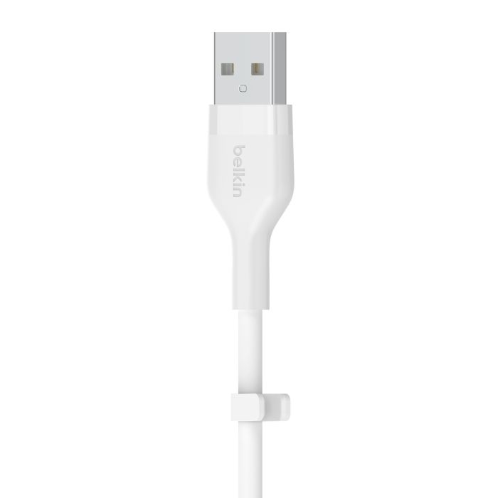 Кабель USB-A > Lightning заряджання/синхронізації Belkin 1м, силіконовий з кліпсою, білий