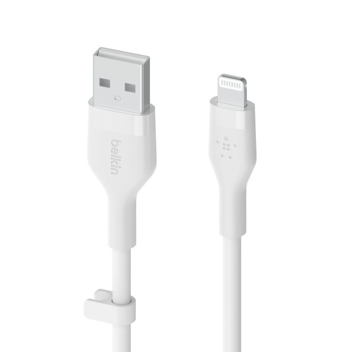 Кабель USB-A > Lightning заряджання/синхронізації Belkin 1м, силіконовий з кліпсою, білий