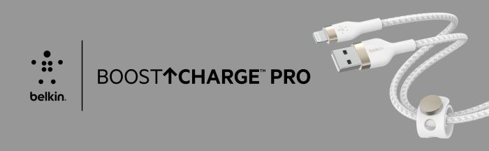 Кабель USB-A > Lightning зарядки/синхронизации Belkin 1м, витой, силиконовый, с ремешком на магните, белый