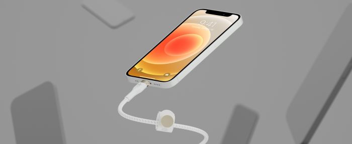 Кабель USB-A > Lightning зарядки/синхронизации Belkin 1м, витой, силиконовый, с ремешком на магните, белый