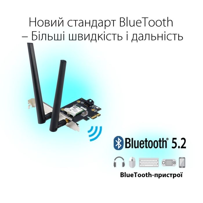 Адаптер WiFi ASUS PCE-AX1800 AX1800, PCI-Express x1, BT5.2