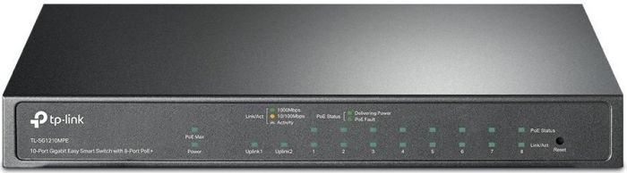 Коммутатор TP-LINK  10xGE (8xPoE), 1xSFP, 123Вт, WebSmart TP-Link TL-SG1210MPE