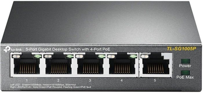TP-LINK Switch  5xGE (4xPoE), 56W, Unmanageable TP-Link TL-SG1005P