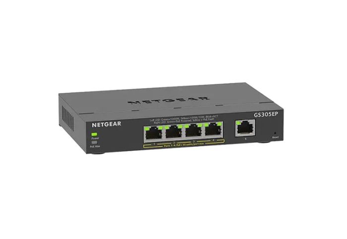 Коммутатор NETGEAR GS305EP 5xGE (4xPoE), 63Вт, WebSmart