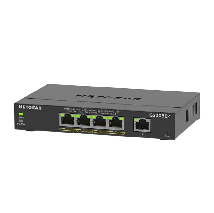 Коммутатор NETGEAR GS305EP 5xGE (4xPoE), 63Вт, WebSmart