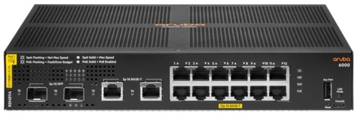 Коммутатор HPE Aruba 6000, 12xGE, 2xGE SFP, PoE Class 4 139W, LT Warranty