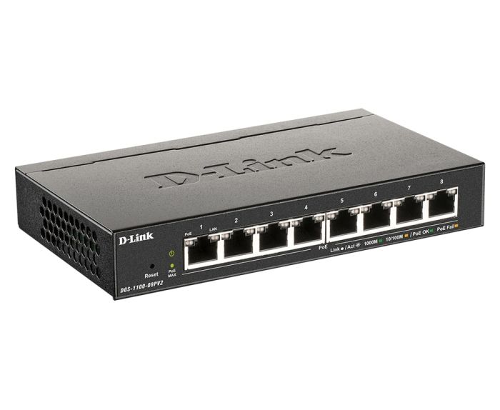 Switch  8xGE PoE 64W, Easysmart D-Link DGS-1100-08PV2