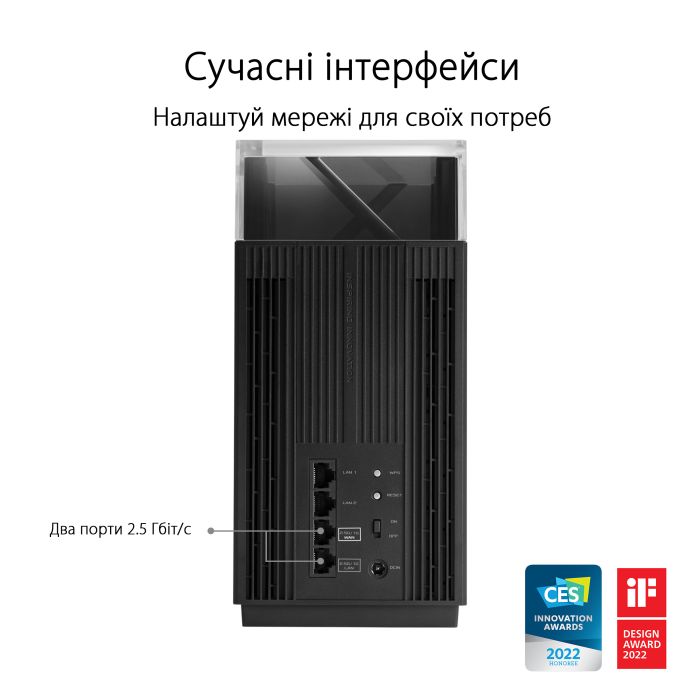 Система WiFi-Mesh ASUS ZenWiFi Pro ET12 AXE11000, 2xGE LAN, 1x2.5GE LAN, 1x2.5GE WAN, 2мод