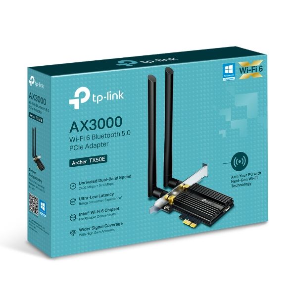 Адаптер WiFi TP-LINK Archer TX50E AX3000, PCI-Express x1, BT5.0