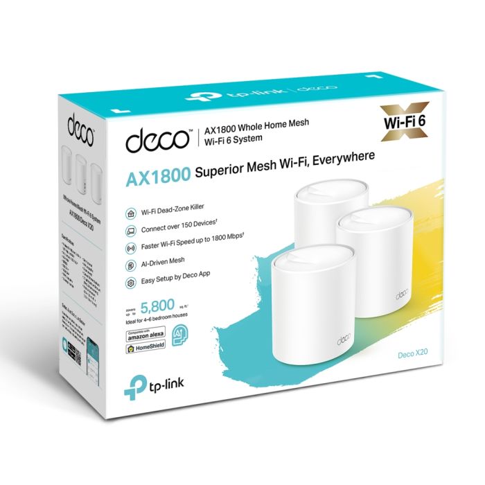 Система WiFi-Mesh TP-LINK Deco X20 AX1800, 1xGE LAN, 1xGE WAN, 3мод