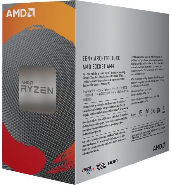 Центральний процесор AMD Ryzen 3 3200G 4C/4T 3.6/4.0GHz Boost 4Mb Radeon Vega 8 GPU Picasso AM4 65W Box
