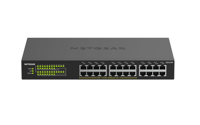 Комутатор NETGEAR GS324P 24xGE (16xPoE), 190Вт, Некерований