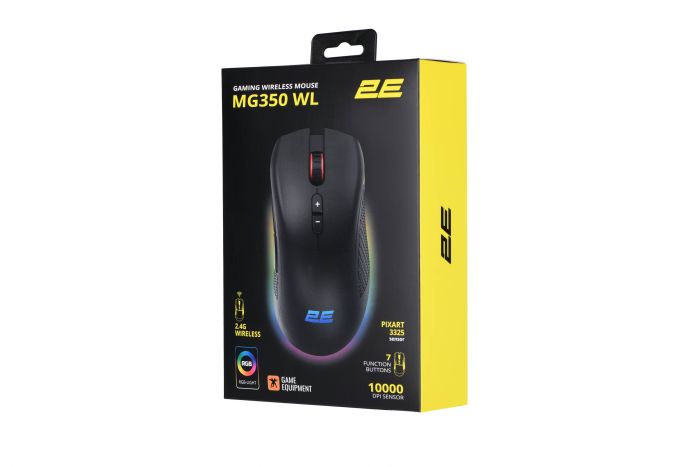 Миша 2E GAMING MG350 WL, RGB, USB-A/WL, чорний