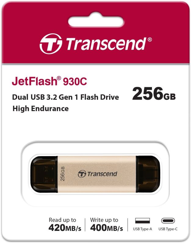 Накопичувач Transcend 256GB USB 3.2 Type-A + Type-C JetFlash 930 R420/W400MB/s Чорний