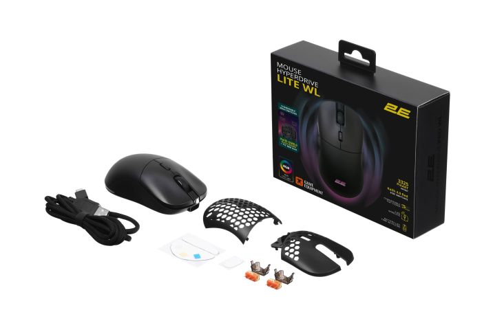 2E GAMING Mouse HyperDrive Lite WL, RGB, USB-A/WL, black