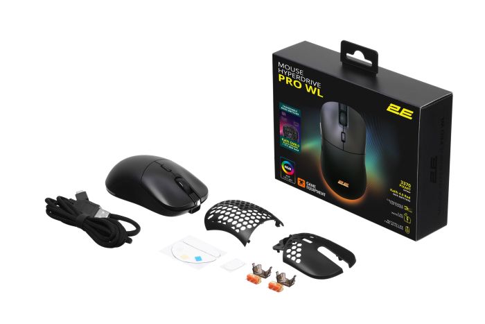 2E GAMING Mouse HyperDrive Pro WL, RGB, USB-A/WL, black