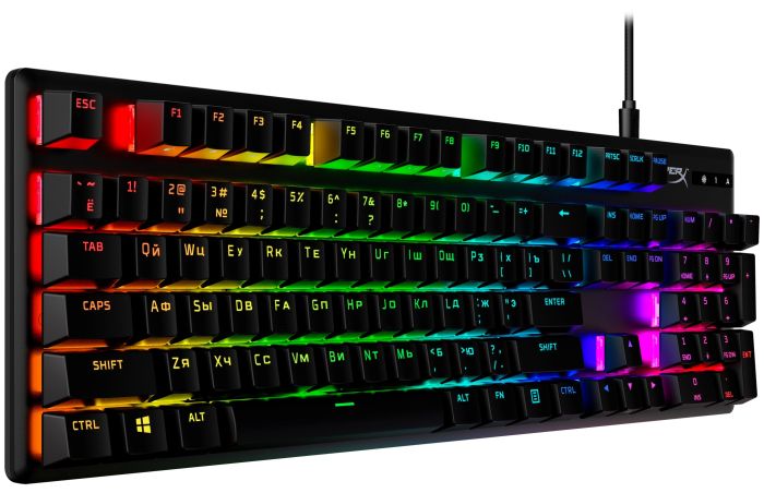HyperX mechanical keyboard Alloy Origins PBT 104key, AqUK, USB-A, EN/UA, RGB, black