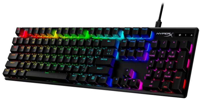 HyperX mechanical keyboard Alloy Origins PBT 104key, AqUK, USB-A, EN/UA, RGB, black