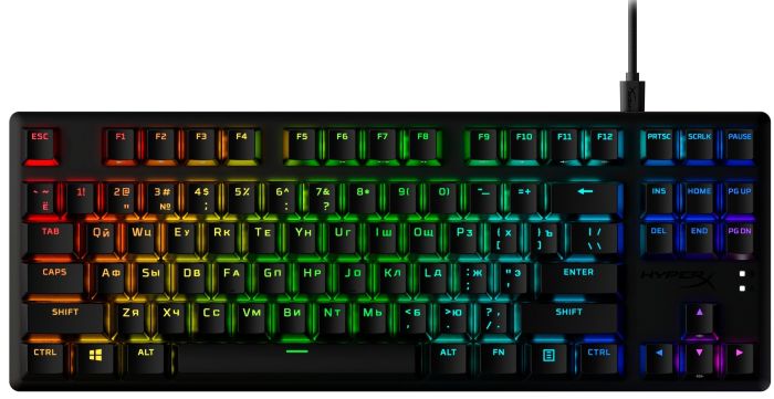 HyperX mechanical keyboard Alloy Origins Core PBT 87key, AqUK, USB-A, EN/UA, RGB, black