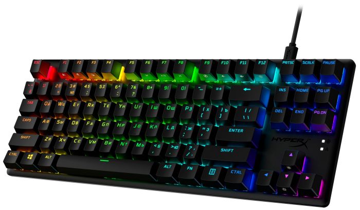 HyperX mechanical keyboard Alloy Origins Core PBT 87key, AqUK, USB-A, EN/UA, RGB, black