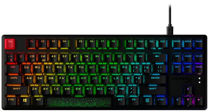 HyperX mechanical keyboard Alloy Origins Core PBT 87key, AqUK, USB-A, EN/UA, RGB, black