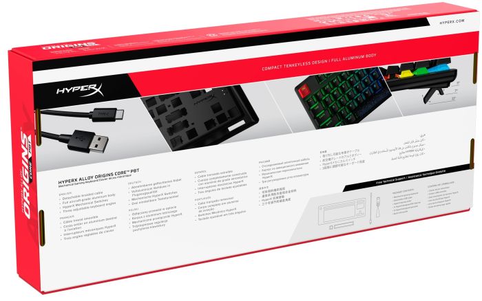 HyperX mechanical keyboard Alloy Origins Core PBT 87key, Red, USB-A, EN/UA, RGB, black