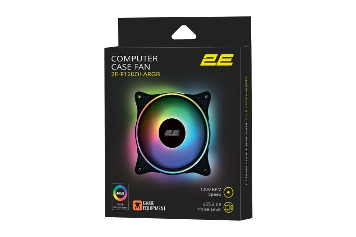 Корпусный вентилятор 2E GAMING F120OI-ARGB 120мм 1200rpm 3pin, 3pin +5VARGB 25.3dBa чёрный