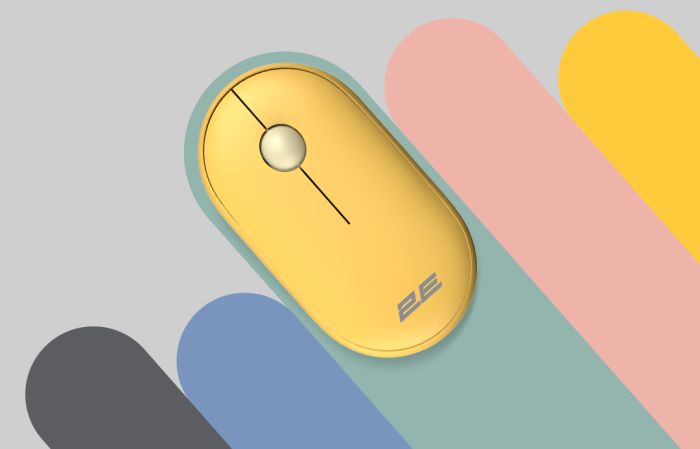 Мышь 2E MF300 Silent, WL/BT, жёлтый