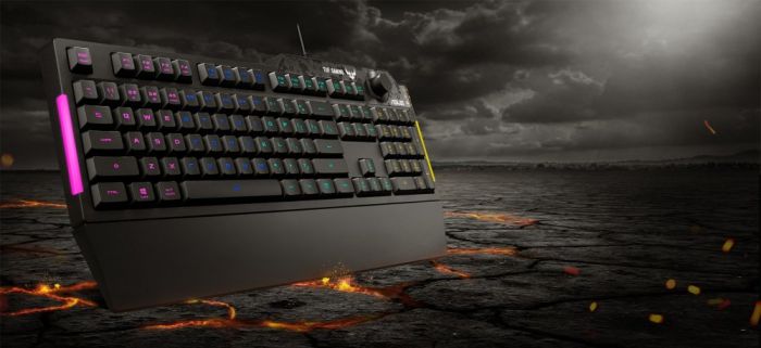 Клавіатура мембранна ASUS TUF Gaming K1, 104key, USB-A, EN/UK, RGB, чорний