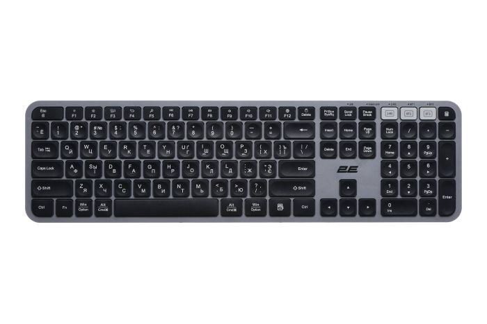2E Keyboard membrane KS240 110key, WL/BT, EN/UK/RU, grey-black