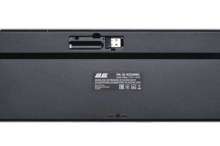 2E Keyboard membrane KS240 110key, WL/BT, EN/UK/RU, grey-black