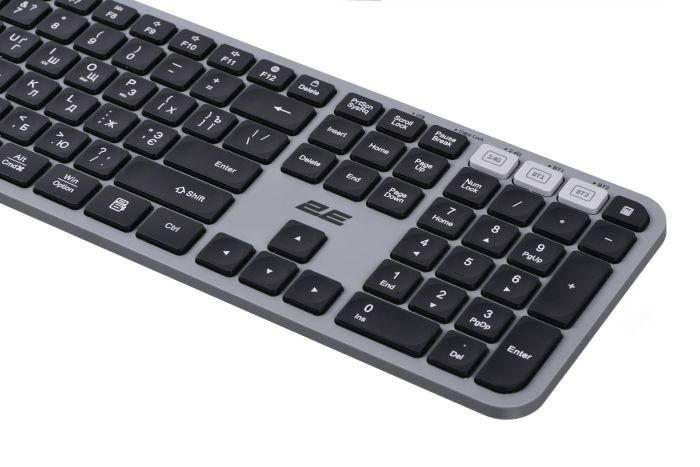 2E Keyboard membrane KS240 110key, WL/BT, EN/UK/RU, grey-black
