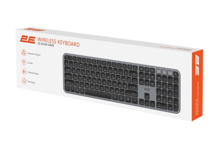 2E Keyboard membrane KS240 110key, WL/BT, EN/UK/RU, grey-black