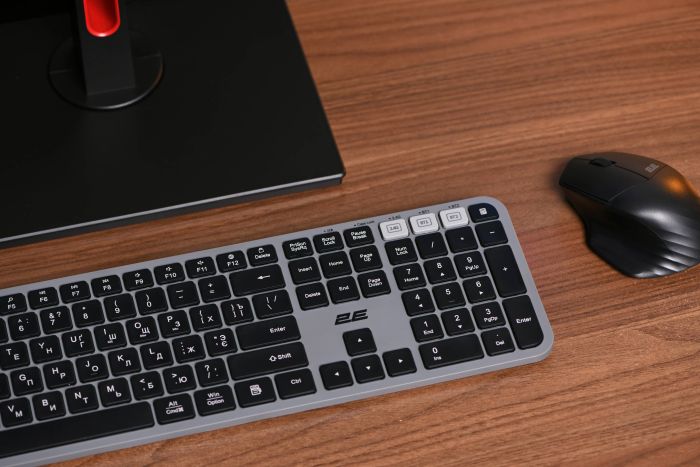 2E Keyboard membrane KS240 110key, WL/BT, EN/UK/RU, grey-black