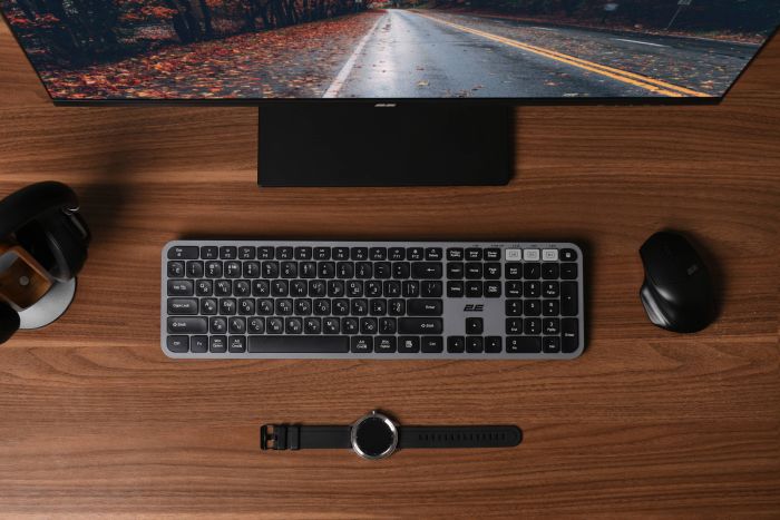 2E Keyboard membrane KS240 110key, WL/BT, EN/UK/RU, grey-black