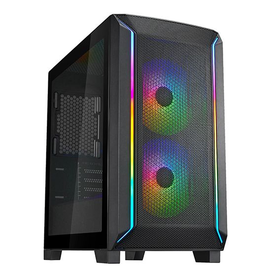 SilverStone PC case Fara FA312Z-BG without PSU, 2xUSB3.0, 2x140mm, ARGB VGA 365mm, LCS ready, TG Side Panel, mATX, black